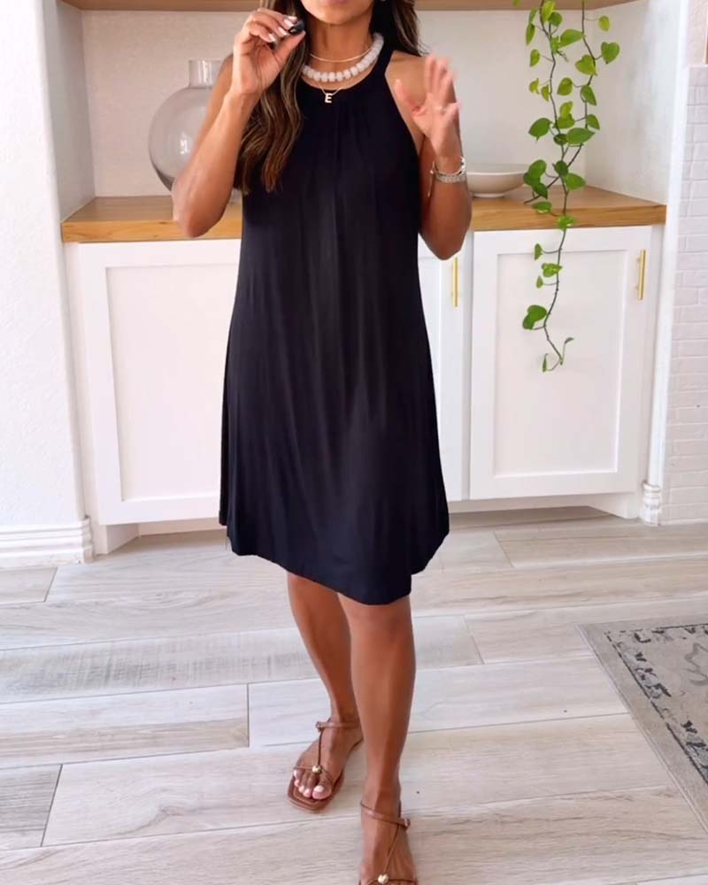 Casual Strappy Solid Color Dress