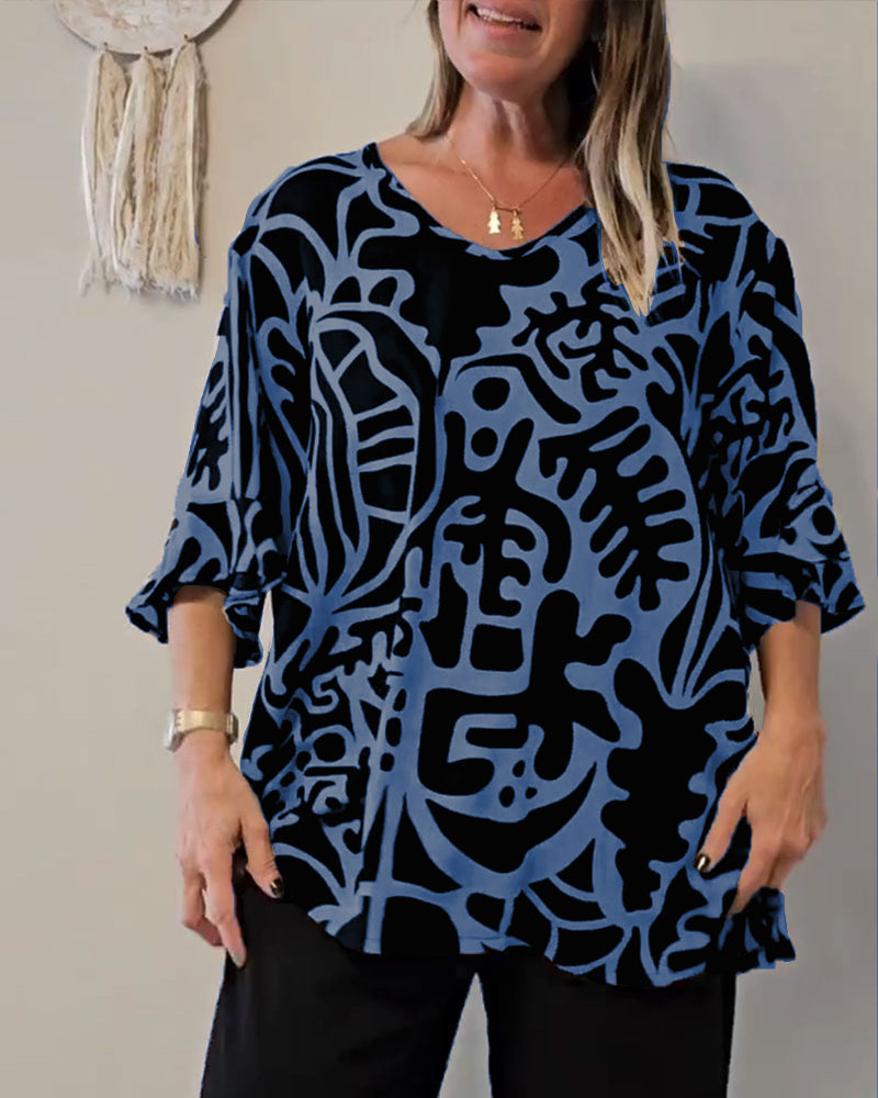 Abstract Botanical Print Loose Top
