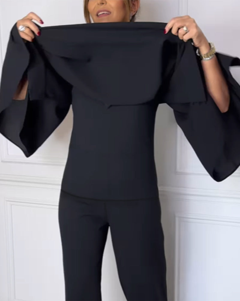 V-Neck Elegant Butterfly Sleeve Blouse