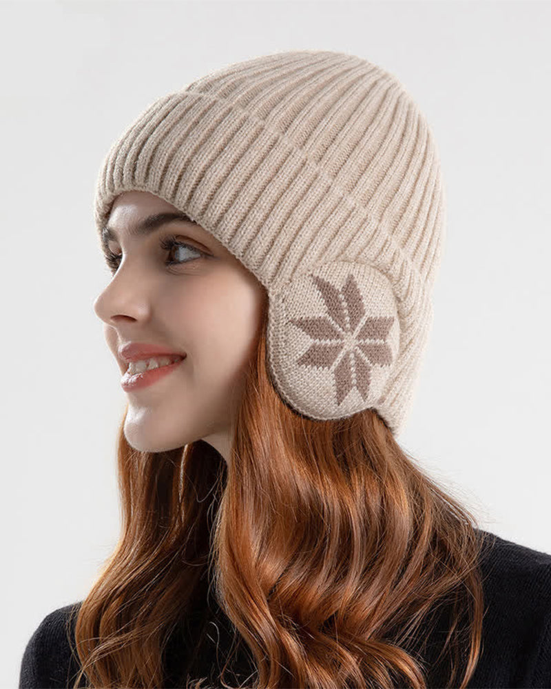 1pc Women's Fleece-Lined Winter Beanie Hat with Fleece Ears