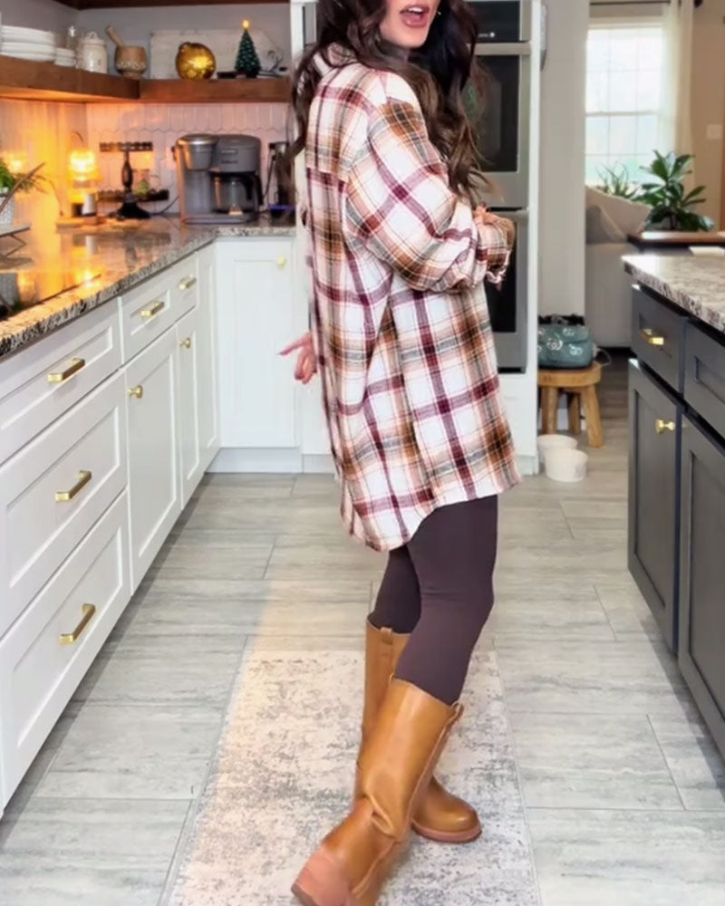 Casual Loose Plaid Pocket Shirt
