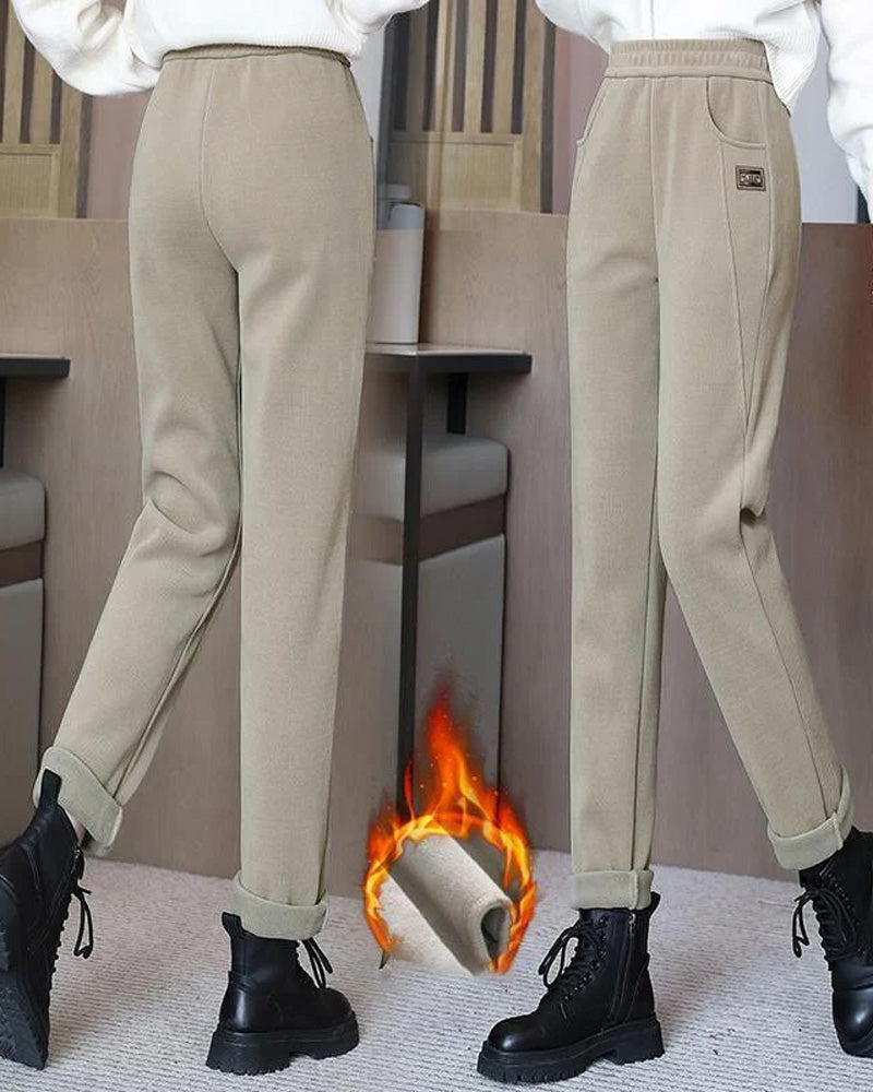 Warm High-Waisted Trousers With A Wool Lining