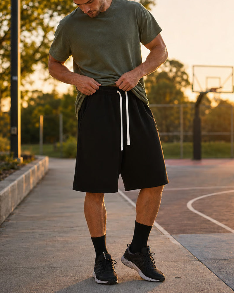 Men's Solid Color Drawstring Shorts