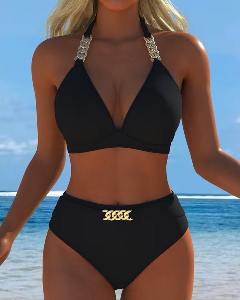 Halter Metal Buckle Bikini
