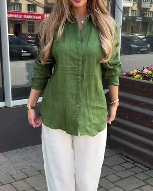 Lapel Long Sleeve Loose Shirt