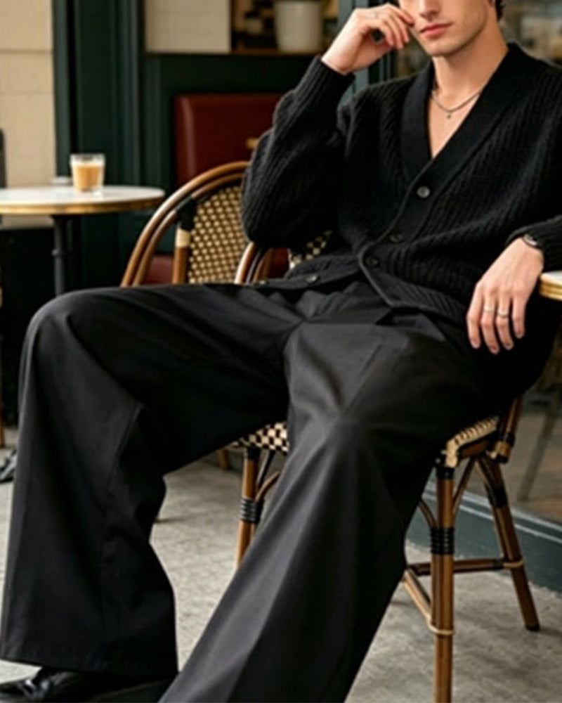 High-Waist Button Fly Wide-Leg Pants