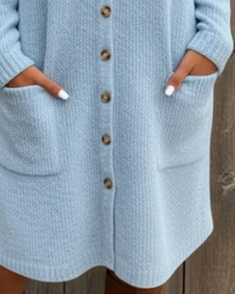 Elegant Collared Button-Down Sweater Dress