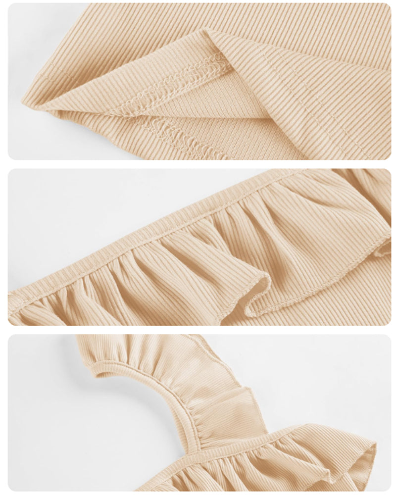 Ruffle Trim Ribbed Cami Top