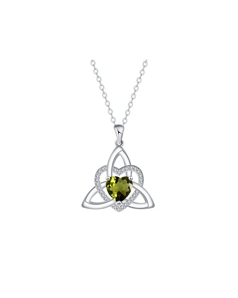 Birthstone Celtic Trinity Knot Heart Necklace✨ Heart Shape Celtic Trinity Knot Birthstone Pendant