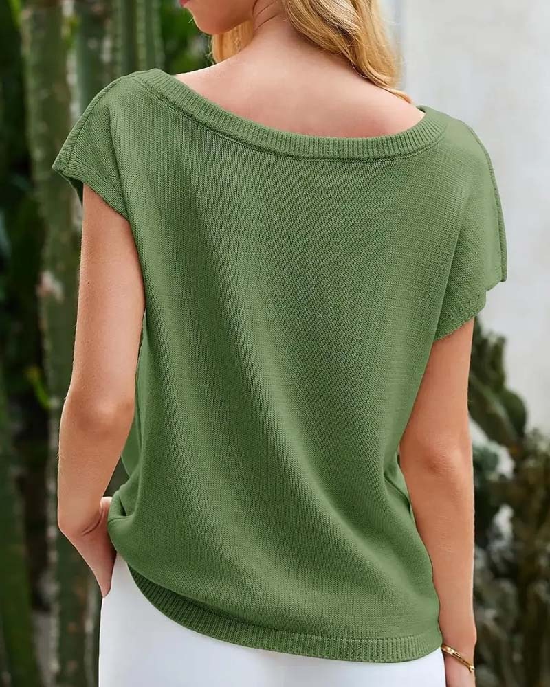 Off-Shoulder Short Sleeve Pullover