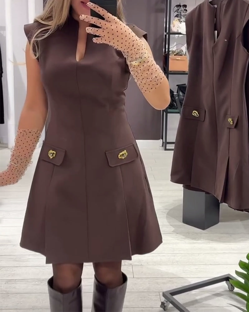 V-Neck Elegant Sleeveless Dress