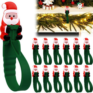 🎄🎅 Santa Claus Adhesive Hooks (12-Pack) — no drills, no nails, just peel, stick, and hang