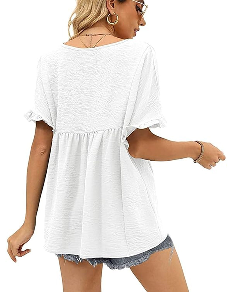 Casual Ruffle Loose Fit Blouse