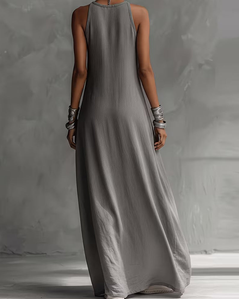 Sleeveless Pocket Maxi Dress