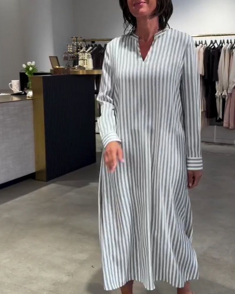 Striped Side Slit Maxi Dress