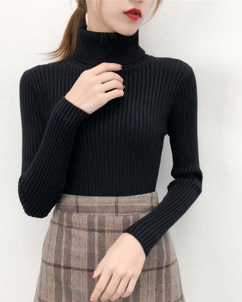 High-Neck Knit Sweater Base Layer