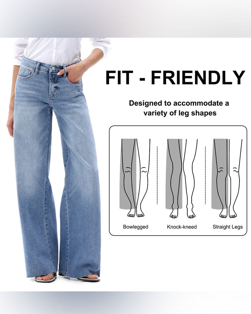 Pocket Button Wide Leg Jeans