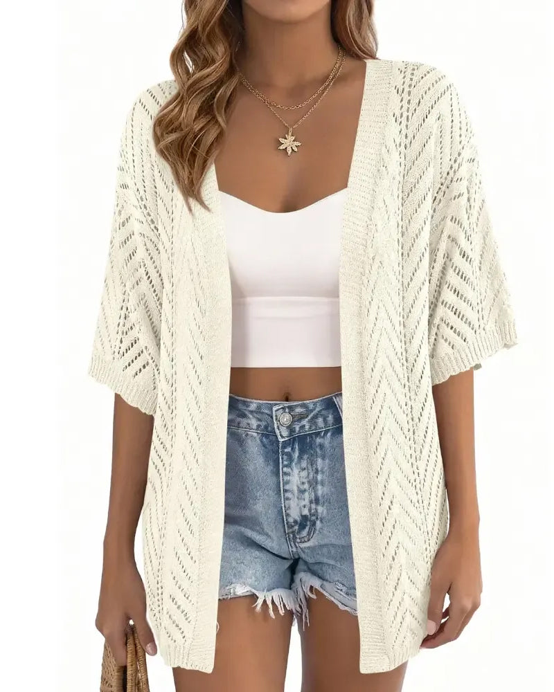 Cutout Loose Open Cardigan