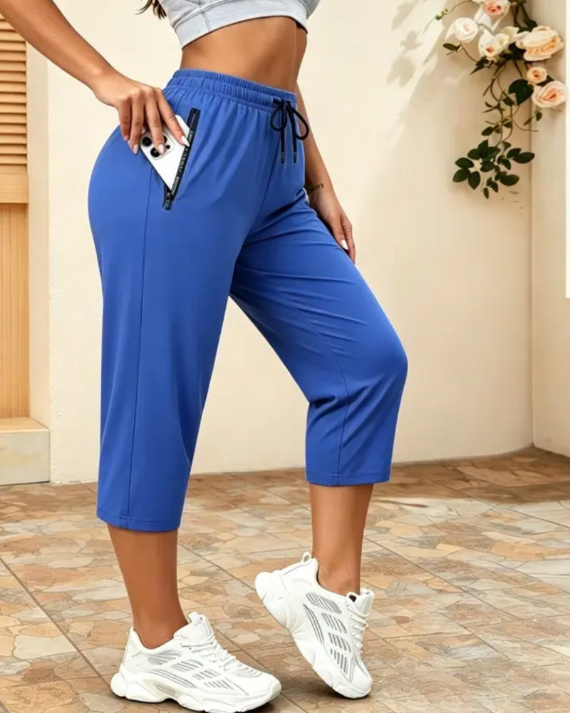 Drawstring Quick Dry Cropped Sports Pants