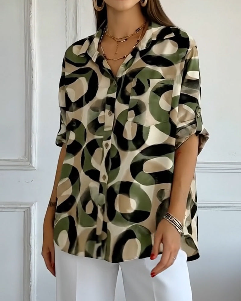 Circular Print Relaxed-Fit Shirt