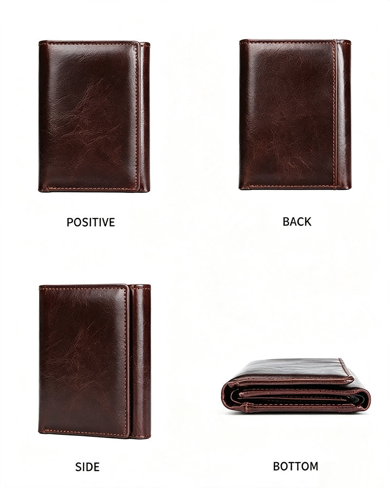 Men's Genuine Oil-Wax Cowhide RFID Wallet