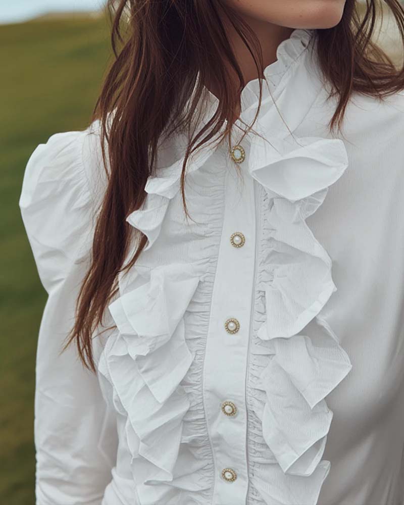 French Lace Ruffle Blouse