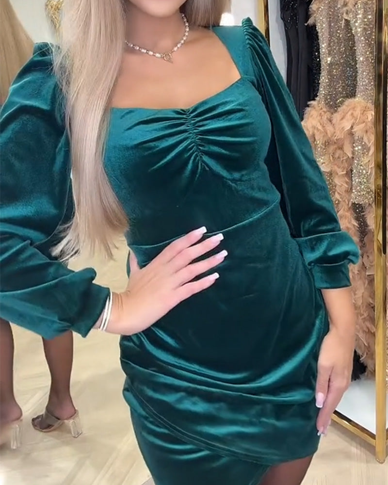 Fashionable Velvet Wide Collar Dress