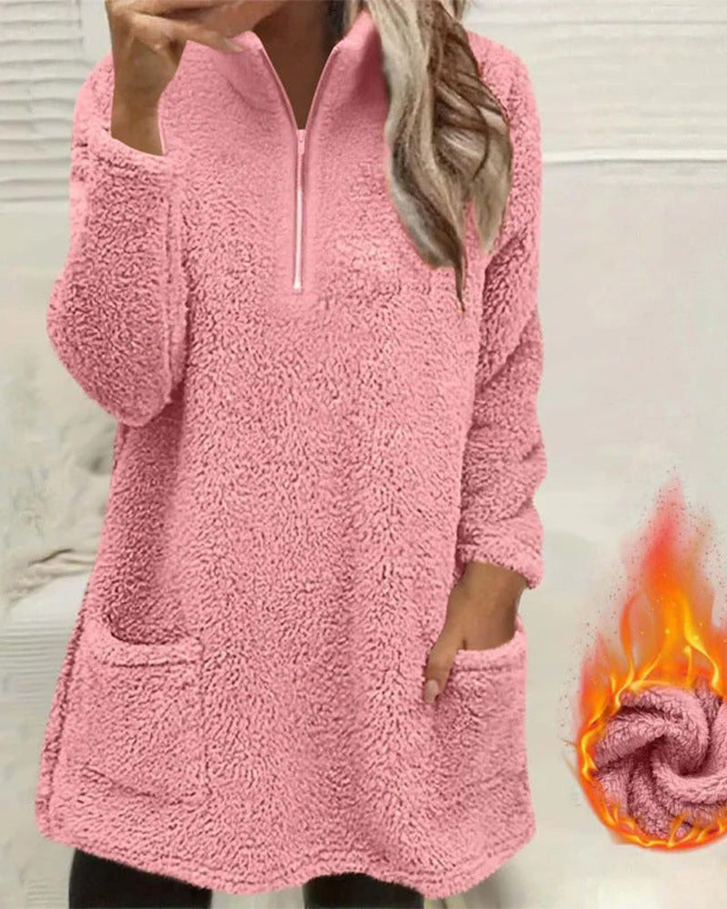 Solid Color Stand Collar Sweatshirt