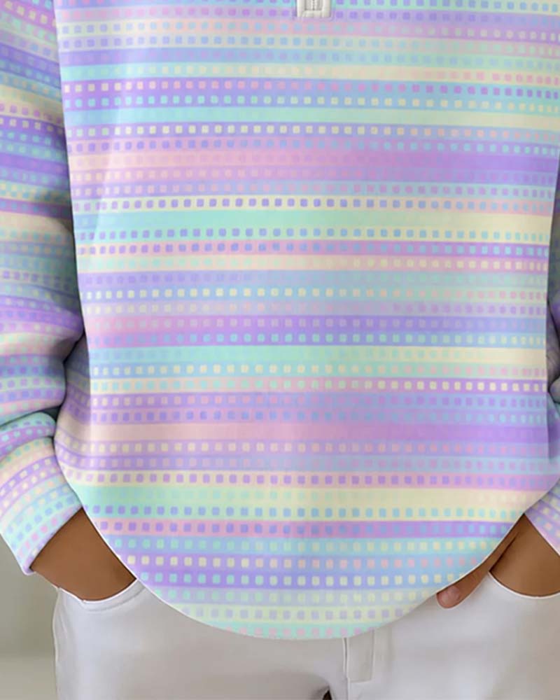 Lapel Long Sleeve Sweatshirt