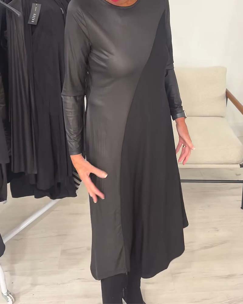 Bias Cut Patchwork Long Dress