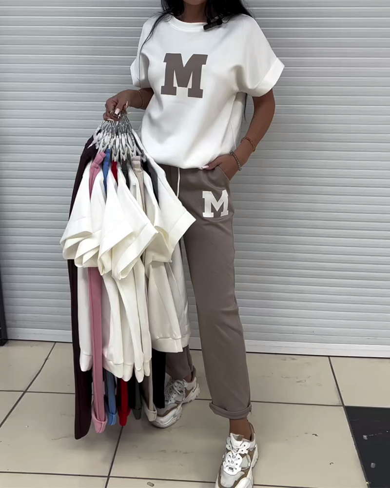 Fashionable Printed Casual Two-Piece Set