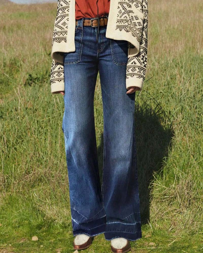 Women's Retro Flare Jeans with Pockets