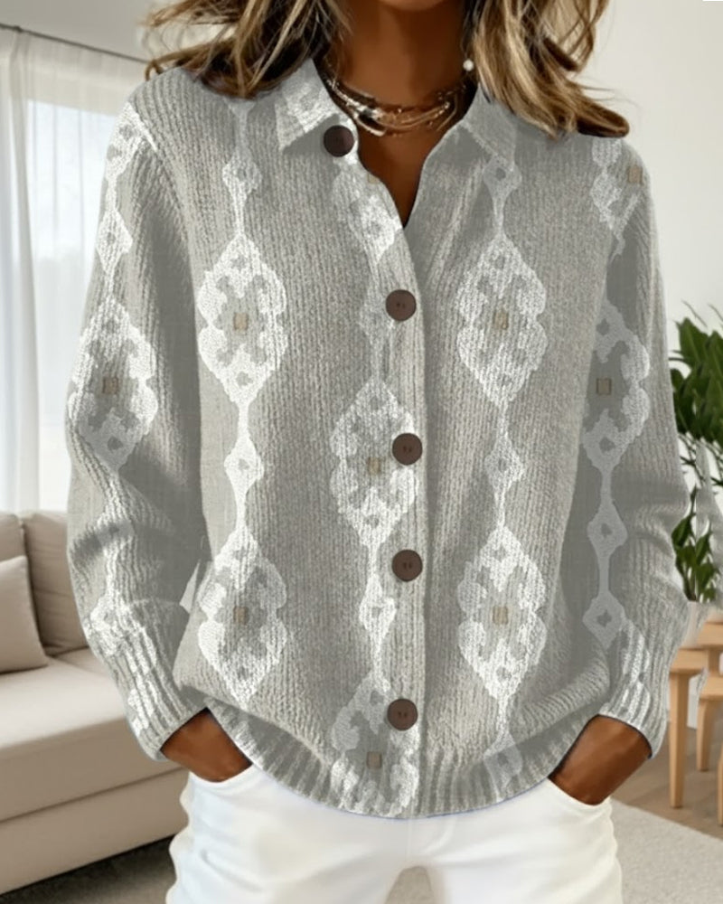 Polo Collar Single Row Cardigan