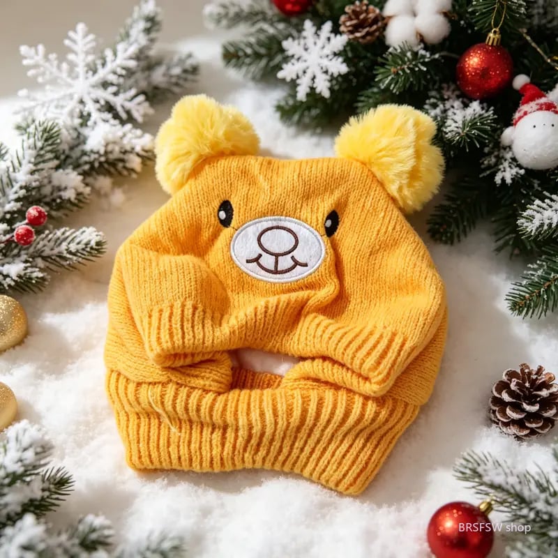 Large Dog Knitted Ear Scarf and Hat Set