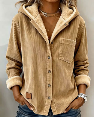 Solid Color Long-Sleeved Warm Hooded Coat