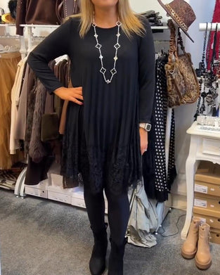 Round Neck Pleated Loose Dress