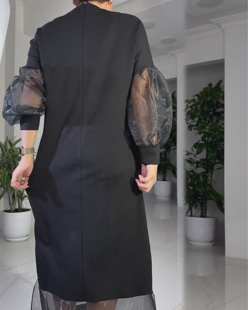 U-Neck Mesh Patchwork Fashion Dress