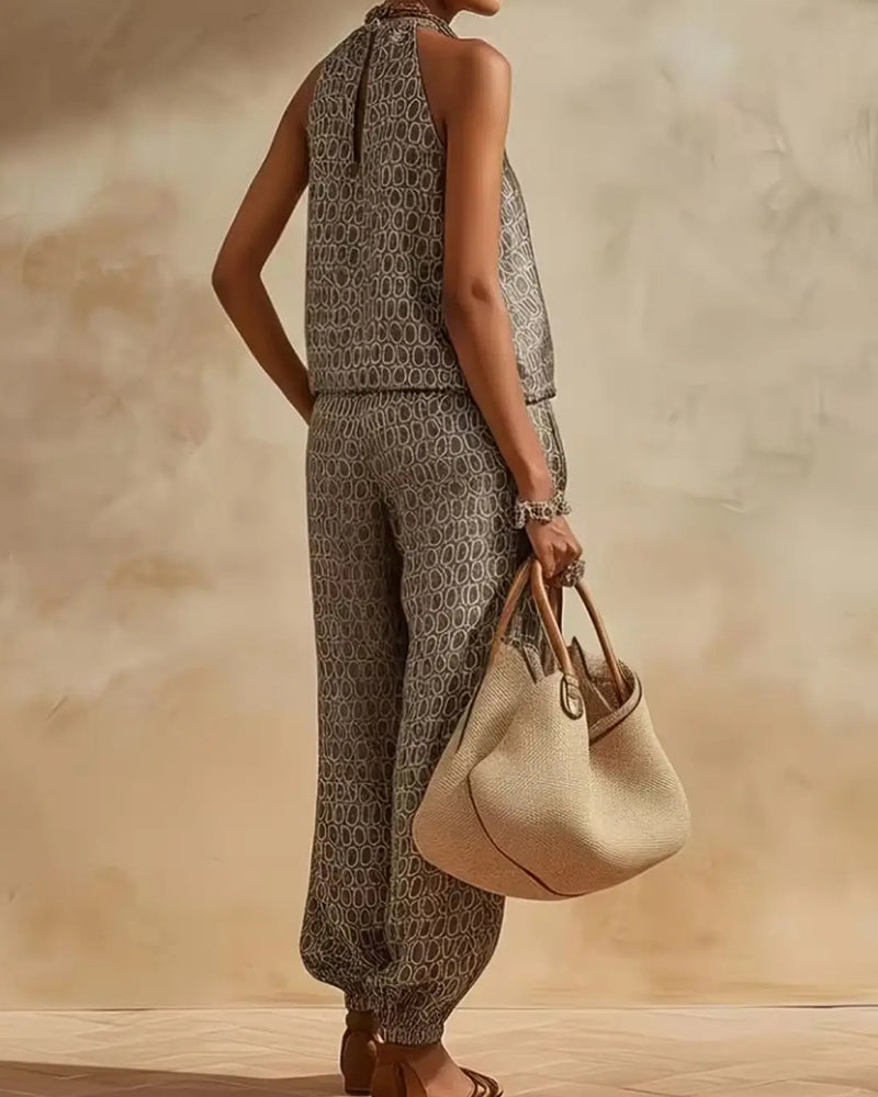 Geometric Halter Jogger Set