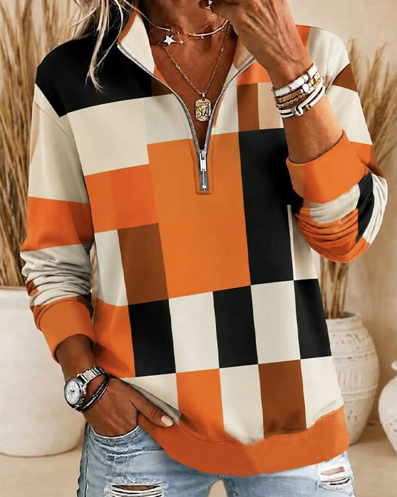 Long Sleeve Stand Collar Sweatshirt