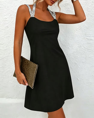 Strappy Shimmer Cross Over Solid Dress