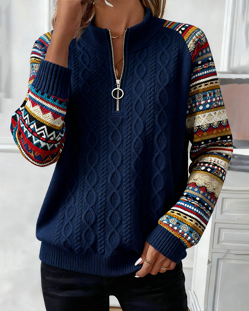 Half-Zip Color-Blocked Sweatshirt