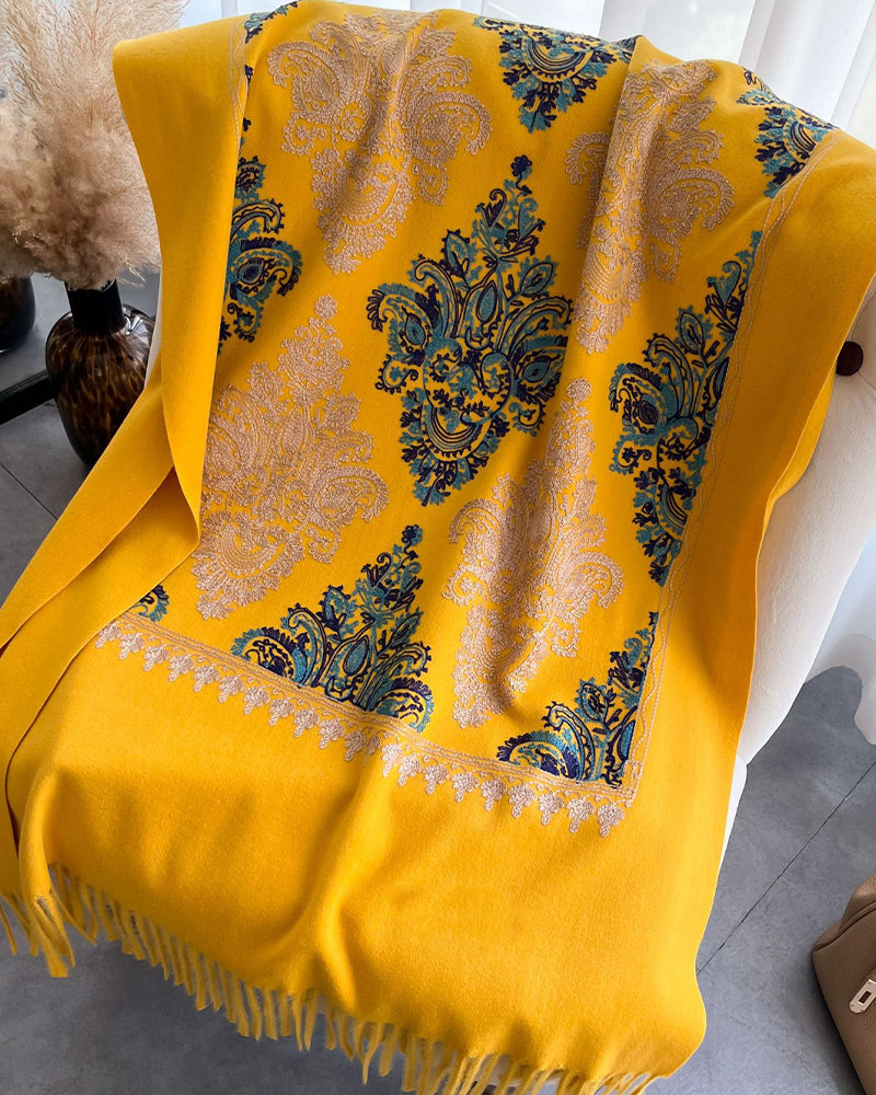 Printed Fringed Long Scarf