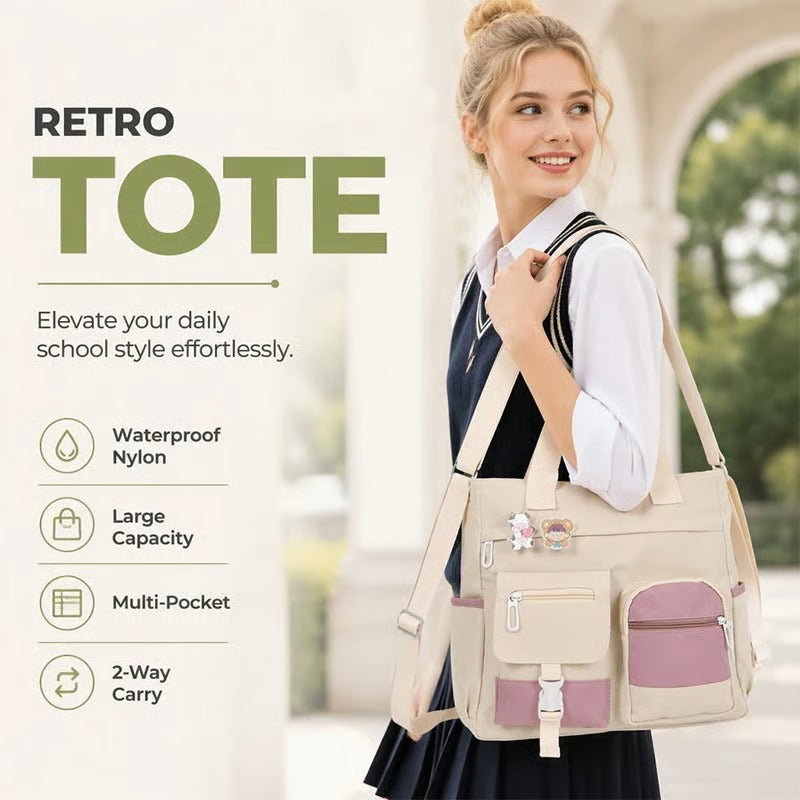 Spacious Canvas Tote Compartments Bag