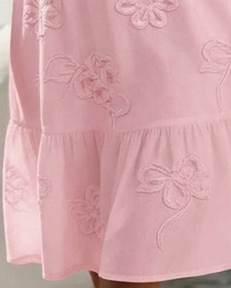 Puff Short Sleeve Floral Dress