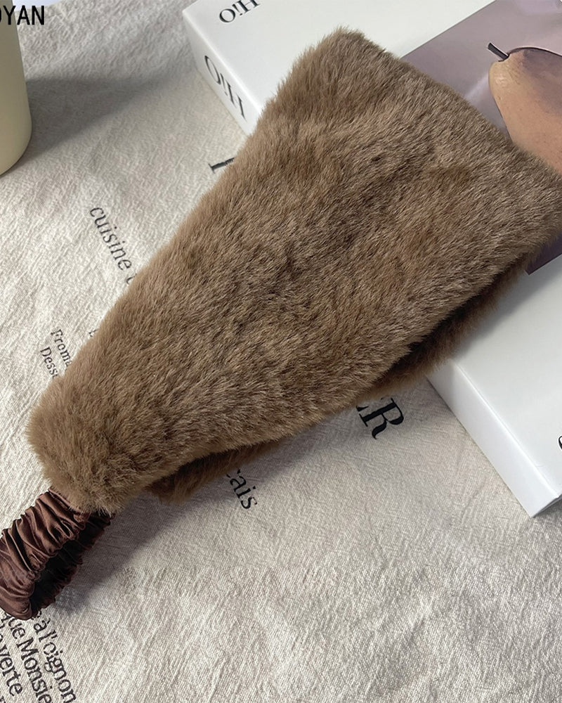 Wide Edge Soft Warm Windproof Cold-Proof Fuzzy Headband