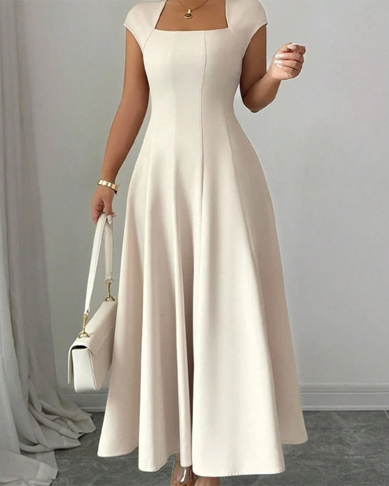 Square-Neck Short-Sleeve Dress