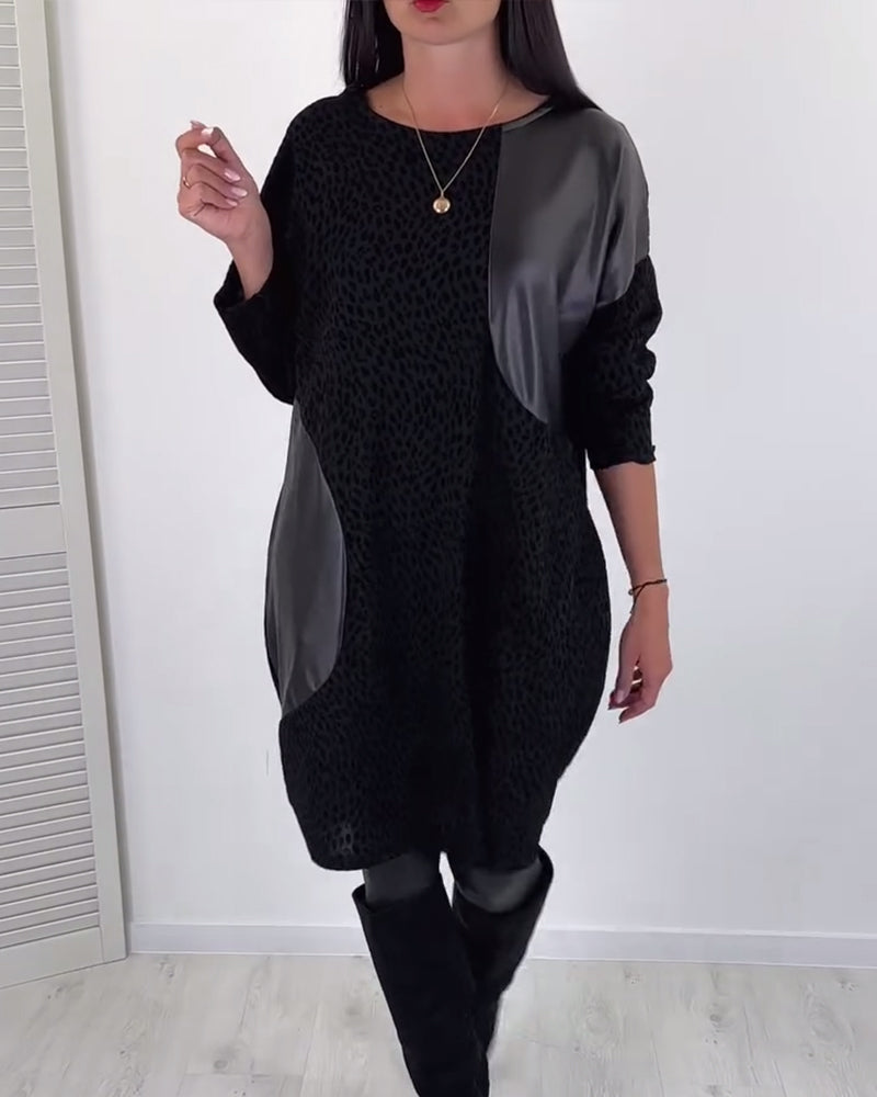 Round neck stitching elegant dress