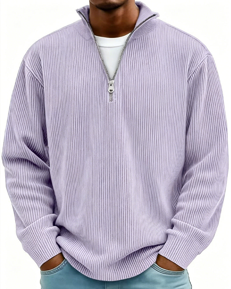 Men's Zipper Lapel Long Sleeve Sweatshirt