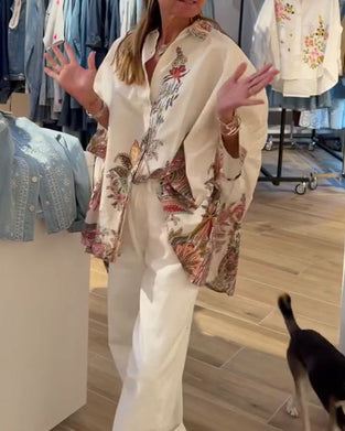 Loose-Fit Ethnic-Style Printed Shirt