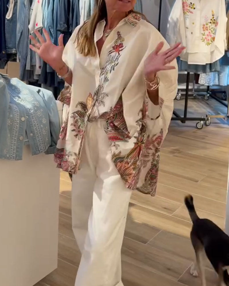 Loose-Fit Ethnic-Style Printed Shirt